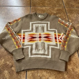 Vintage 70s Pendleton Chief Joseph Wool Aztec Print Sweater Crewneck Mens Size M - Picture 1 of 9