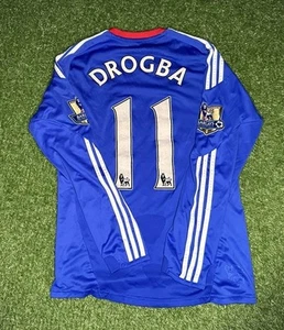 Drogba #11 Chelsea 10/11 LS Jersey w/ Gold Champs Patch | Rare Adidas size S - Picture 1 of 4