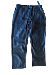 Hollister Faux Leather High-Rise Dad Trousers Black W33 17R NWT Size 14-16 - Picture 1 of 4