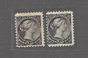 Canada Stamps #34 7 #34i, Half Cent Small Queen, Mint Hinged, Fine, CV +/- $20.0 - Picture 1 of 2