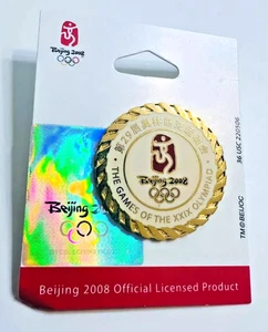 2008 Beijing Olympic Emblem Circular Pin - Picture 1 of 1