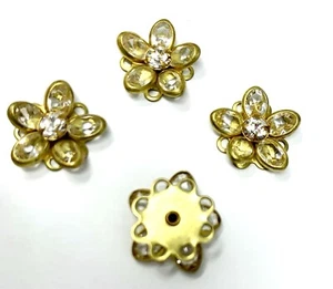 2Pc Swarovski Crystal Rhinestone Buttons Flower Cluster Finding 12mm Brass - Picture 1 of 2