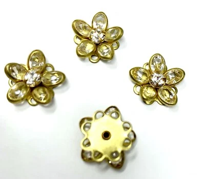 2 Stck. Swarovski Kristall Strass Knöpfe Blume Cluster Fundstücke 12 mm Messing - Bild 1 von 2