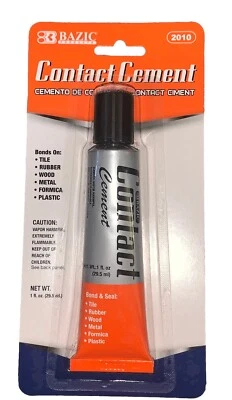 1 oz Bazic Contact Cement Glue Strong Bond & Seal Tile Rubber Wood Metal Plastic