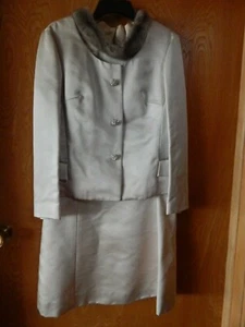 VNTG COCKTAIL PARTY DRESS ILGWU 1960-70's RETRO HEAVY SATINNY SILVERY FABRIC EUC - Picture 1 of 6