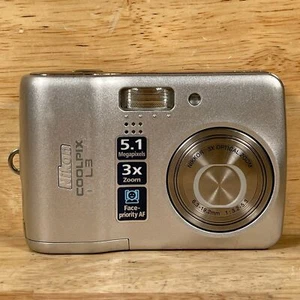 Nikon Coolpix L3 Digital Camera Silver 5.1 MP 2" LCD 3x Optical Zoom Compact - Picture 1 of 6