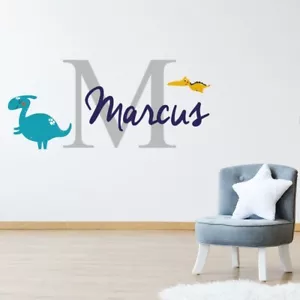Personalised Name & Initial Blue Dinosaur Wall Sticker WS-57795 - Picture 1 of 15