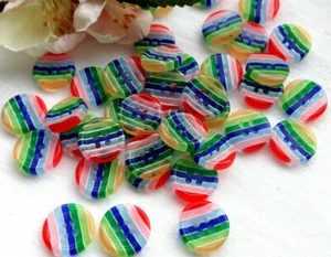10x KNOPF RUND BUNT KLEIN REGENBOGEN 13mm KNÖPFE STREIFEN KINDER BABY 4 LOCH - Picture 1 of 4