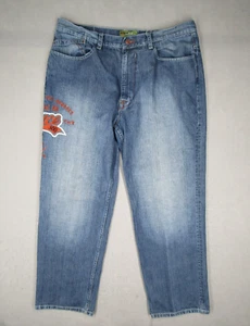 Enyce Jeans Men 40 Blue Straight Leg Baggy Distressed Denim Streetwear Y2K 40x33 - Picture 1 of 13