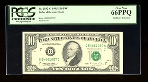 DBR 1995 $10 FRN Chicago Gem Fr. 2032-G PCGS 66 PPQ Serial G54061057C - Picture 1 of 2