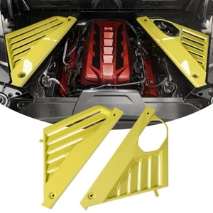 Left & Right Engine Bay Panel Cover Yellow For Corvette C8 Stingray Coupe R Z51 - Picture 1 of 8