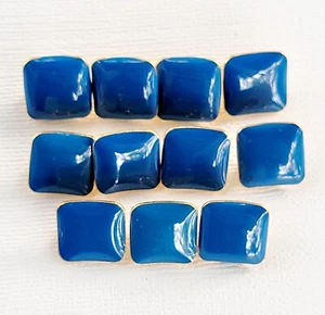 11 blaue konkave quadratische Emaille Schaftknöpfe 1986 The Collection La Mode neu 3/8" - Bild 1 von 10