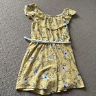 Knit Works Yellow Easter Floral Belted Shorts Romper Elastic Ruffle Girls Sz 8