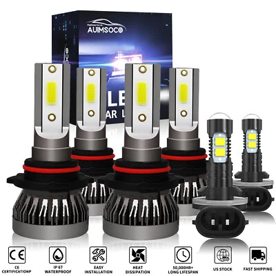 For Cadillac Eldorado 1992-2002 Combo LED Headlight High Low + Fog Light Kit A+ - Image 1 of 4