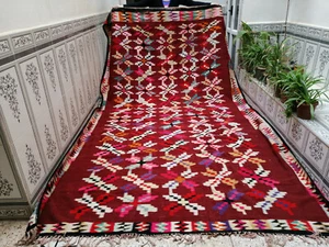 Vintage Moroccan Hanadmade Rug Azilal Berber Wool Tribal Beni Ourain Carpet - Picture 1 of 7