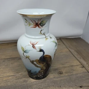 Franklin Style Porzellan Vase mit Goldrand Vogel Design 26 cm hoch Made in Spain - Bild 1 von 6