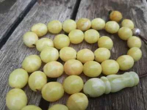 Alte Bernstein Perlen Tesbih Gebet Misbaha Natur Rosenkranz Islamisch Gepresst Baltisch 34gr - Bild 1 von 11