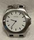 Vintage Guess  Silver Tone 39mm Case Quartz Watch New Battery Working Great Used