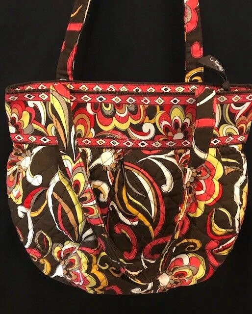 VERA BRADLEY НАПЛЕЧНАЯ СУМКА PUCCINI 2008 НА ПЕНСИИ КОРИЧНЕВЫЙ РОЗОВЫЙ ЦВЕТОЧНЫЙ СТЕГАНАЯ СУМОЧКА - Изображение 1 из 1
