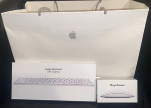 Apple OEM Magic Keyboard & Mouse Empty Boxes With Inserts & Apple Shopping Bag - Picture 1 of 9