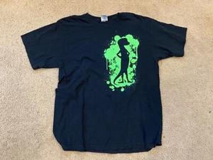 VTG Geico insurance Paint Splatter Drips black t-shirt LARGE vtg 00's Front Back - Picture 1 of 2