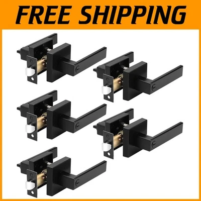 Stylish 5 Pack Black Door Levers with Push Button - Ideal for Bedrooms & Baths - Изображение 1 из 4