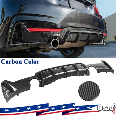 Carbon Look Rear Bumper Diffuser Fits 2014-2020 BMW F32 F33 F36 4 Series M Sport - Image 1 of 4