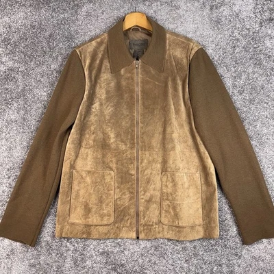 Chaqueta de cuero de gamuza Brandon Thomas para mujer 1X cremallera completa mangas de lana marrón Foto 1 de 4