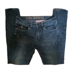 US Polo Assn Jeans Mens Size 32 W 33 L Regallo Skinny Fit Blue Denim Zip Fly - Picture 1 of 17
