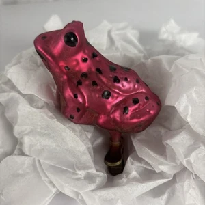 Rosa gefleckter Frosch Clip auf Weihnachtsschmuck Quecksilber Glas - Bild 1 von 10