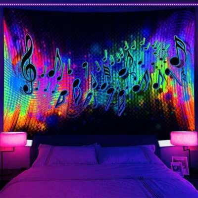 Póster de música arte de pared grande luz negra tapiz reactivo UV tela colgante de pared Foto 1 de 4