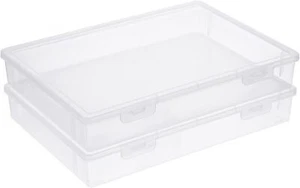 2PC Plastic Storage Container Boxes Box Hinged Lid DIY Arts Crafts Markers Pens - Picture 1 of 9