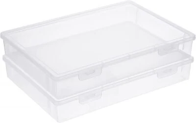2PC Plastic Storage Container Boxes Box Hinged Lid DIY Arts Crafts Markers Pens - Image 1 of 4