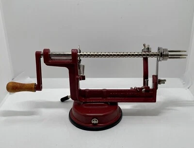 Back To Basics Peel Away Apple Peeler With Suction Base All metal Wooden Handle - Image 1 of 4