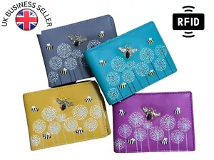 Bumble Bee Card ID Case by Mala Leather & giftbag soft leather moonflower RFID - Picture 1 of 21