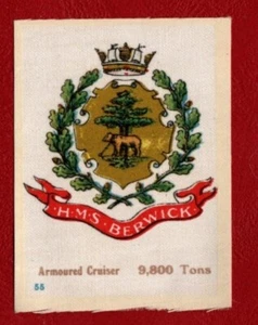 GODFREY PHILLIPS / ANON BRITISH NAVAL CRESTS 1915 H.M.S. BERWICK SILK No 55 - Picture 1 of 2