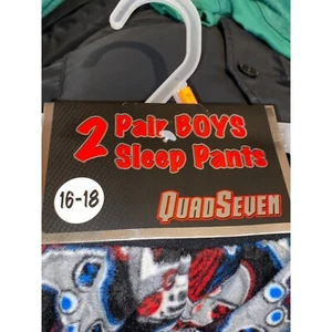 QuadSeven 2 Pair Boys Sleep Lounge Fleece Pants Size 16/18 Flame Resistant - Picture 1 of 9