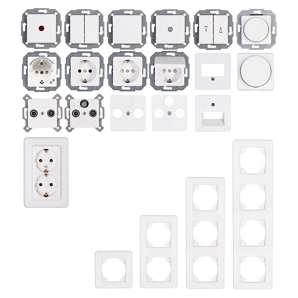 Kopp EUROPA arktis weiß Antenne Dimmer Rahmen Schalter Steckdosen Taster UP - Bild 1 von 1