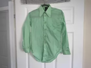 VINTAGE ST MICHAEL BOYS 13.5" COLLAR GREEN SHIRT 1960's - Picture 1 of 4