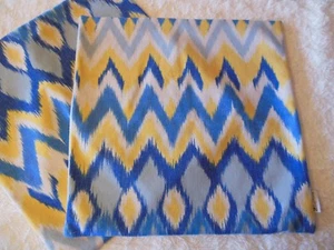 Wayfair Euphoria Pillow Shams Blue Yellow 17" Square Southwest Geometric Pair (2 - Picture 1 of 4