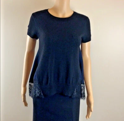 Осень 100% темно-кашемировый и черный кружевной кашемировый свитер топ S новый с Ярлыками - Изображение 1 из 4