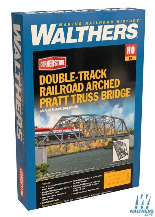 C2) Walthers HO Cornestone Double Track Railroad Arched Pratt Truss Bridge 4522