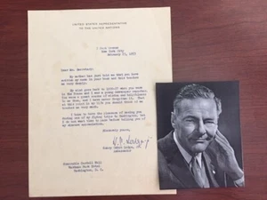 HENRY CABOT LODGE TYPED LETTER SIGNED TO CORDELL HULL, SENATOR, AMBASSADOR - Picture 1 of 1