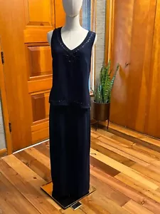 Elegant Navy Blue Evening Gown Size 14 - Picture 1 of 4