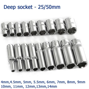 1/4" 4-14mm Drive Deep Socket Set Single Hex Drive Long Reach Deep Sockets - Picture 1 of 40