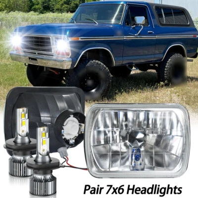 Par de faros LED 7x6 5x7 Hi/Lo DOT aptos para Ford Bronco 1978 1979 1980-1986 Foto 1 de 4