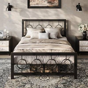 HOOMIC Twin/Full/Queen/King Size Metal Platform Bed Frame-Lightning Deals - Picture 1 of 26