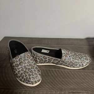 Toms Glitter Leopard-Print Canvas Womens Shoes | Size 7 | No Box - Picture 1 of 6
