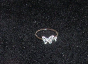 Ring - Sterling Silver Simulated White Diamond Butterfly - Picture 1 of 1