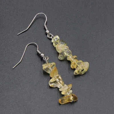 5Pcs Raw Natural Citrine Quartz Crystal Bead Tassel Dangle Earrings Eardrop Gift - Image 1 of 4